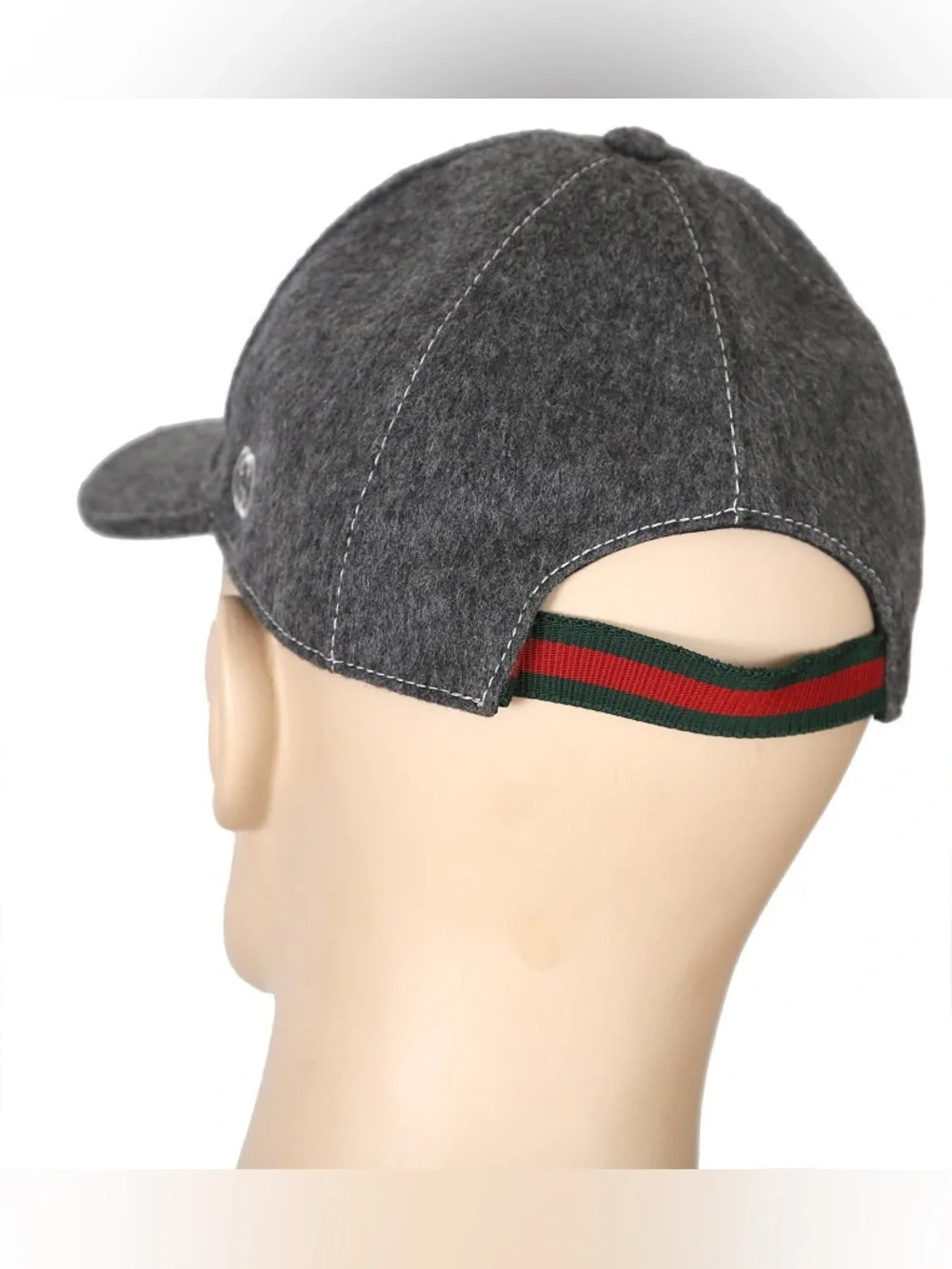 Gucci Dark Grey Wool Baseball Cap with Embroidered Interlocking GG embroidey L